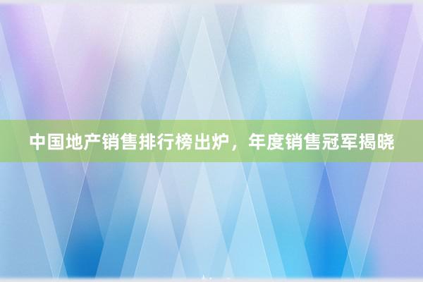 中国地产销售排行榜出炉，年度销售冠军揭晓